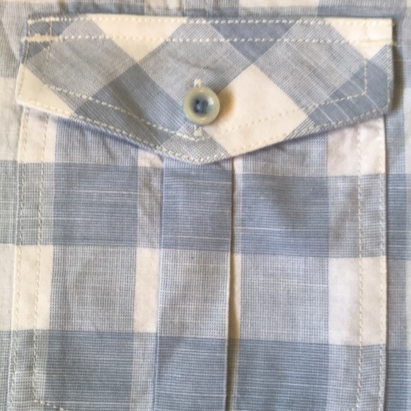 Johnston&Murphy slim fit white/light blue check short sleeve shirt - Picture 3 of 8